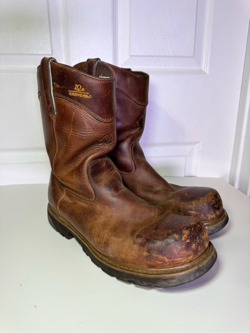 Chippewa IQ Leather Work Boots Men’s Size 13M Brown ASTM F2413 EH